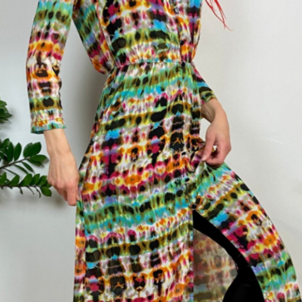 Tie Dye Bohemian Sheer Sexy Beach Cover Dress Size S